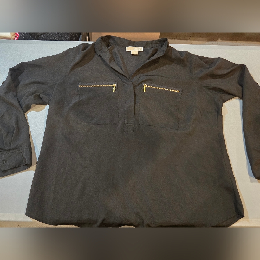 Michael Kors Black Casual Button Down Shirt 3c45